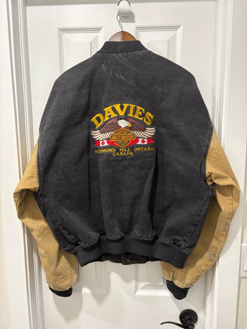 Vintage Harley Davidson Denim Jacket Bomber Made in Canada large men’s